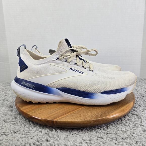 Brooks Glycerin StealthFit 21 White Marshmallow Blue Gym Running Shoe Mens 13 D - Picture 3 of 13